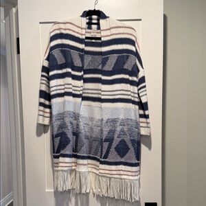 NIC+ZOE Multicolor Striped Cardigan with Fringe